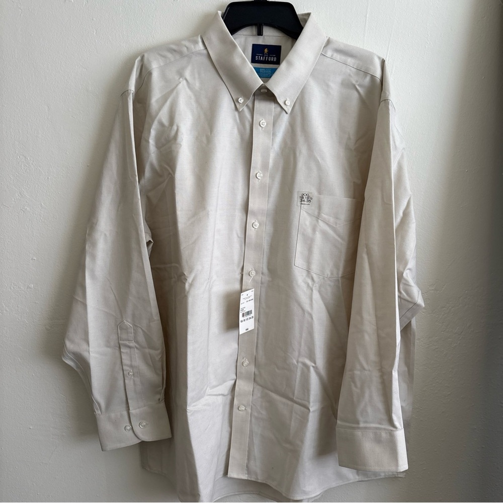 Stafford Cream Dress Shirt Classic Cotton Design
